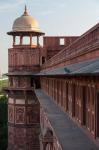 Two pigeons sit on the roof's ledge, Agra fort, India
