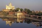 Temple Reflection and Locals, Rajasthan, India