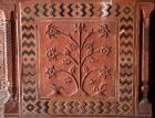 Floral Design in Red Sandstone,Taj Mahal Mosque, India