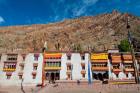Hemis Monastery facade with craggy cliff, Ladakh, India