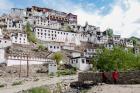 Monks standing in front of the Thiksey Monastery, Leh, Ledakh, India