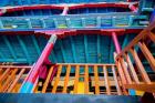 Brightly painted building detail, Shey Palace, Ladakh, India