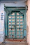 Blue-painted door, Jojawar, Rajasthan, India.