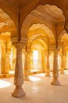 Colonnaded gallery, Amber Fort, Jaipur, Rajasthan, India.