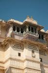Decorated balconies, City Palace, Udaipur, Rajasthan, India.