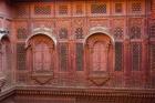Intricately carved walls of Mehrangarh Fort, Jodhpur, Rajasthan, India