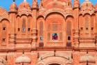 Tourist by Window of Hawa Mahal, Palace of Winds, Jaipur, Rajasthan, India