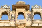 Architectual detail on City Palace, Udaipur, Rajasthan, India