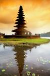 Religious Ulur Danu Temple in Lake Bratan, Bali, Indonesia