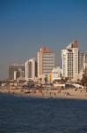 Israel, Tel Aviv, beachfront hotels, late afternoon