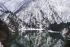 Reflection of Mountain Covered with Snow in the Lake, Japan