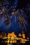 Sultan Abdul Samad Building across from Independance Square outlined in lights at night in Kuala Lumpur Malaysia