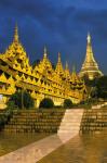 Asia, Myanmar, Yangon. Shwedagon Pagoda at night.