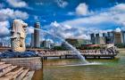 Symbol of Singapore and Downtown Skyline in Fullerton area, Clarke Quay, Merlion