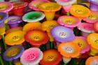 Circular Carved wooden flowers at market, Bo Sang, Chiang Mai, Thailand