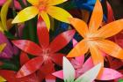 Star shaped carved wooden flowers at market, Bo Sang, Chiang Mai, Thailand