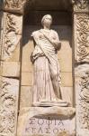 Statue in Historical Wall at Ruins of Ephesus, Turkey