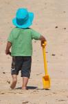 Little Boy and Spade on Beach, Gold Coast, Queensland, Australia