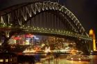 Australia, NSW, Sydney Harbour Bridge, Tour Boat at Night
