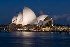 Australia, Sydney Opera House at night on waterfront