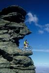 Mountain Biker and Rock Tor, Dunstan Mountains, Central Otago