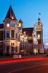 Historic Railway Station at Dusk, Dunedin, South Island, New Zealand