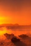 New Zealand, Fishing Boats at sunrise, Stewart Island