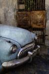 Front of 1950's era car in front of gate, Havana, Cuba