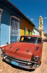 Old Classic Chevy on cobblestone street of Trinidad, Cuba