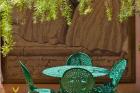 Cast iron table and chair in the garden, Havana, Cuba