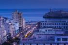 Cuba, Havana, City view above Paseo de Marti, Dawn