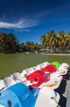 Cuba, Matanzas, Varadero, Parque Josone park paddle boats