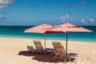 Beach Umbrellas On Grace Bay Beach, Turks And Caicos Islands, Caribbean