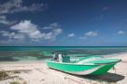 Boat and Turquoise Water on Pillory Beach, Turks and Caicos, Caribbean