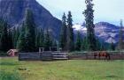 Log Cabin, Horse and Corral, Banff National Park, Alberta, Canada