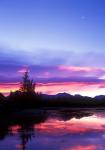 Crescent Moon Over Vermillion Lake in Banff National Park, Alberta, Canada