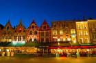 Cafes in Marketplace in Downtown Bruges, Belgium