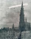 WORLD WAR I (1914-1918) First German Zeppelin Over Antwerp