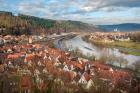 View of Main River and Wertheim, Germany in winter