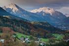 Germany, Bavaria, Elevated Town View From The Rossfeld Panoramic Ring Road In Fall