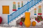 Flowers and colorful pots, Chora, Mykonos, Greece