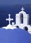 Dome and Crosses of Greek Church, Santorini, Greece