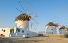 Mykonos, Greece Famous five windmills at sunrise