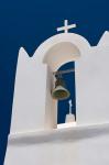 Church Bell Tower against Dark Blue Sky, Santorini, Greece