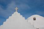 Greece, Cyclades, Mykonos, Hora Typical church rooftop