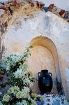 Pottery and Flowering Vine, Oia, Santorini, Greece
