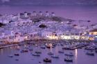 Overview of Mykonos Town harbor, Mykonos, Cyclades Islands, Greece
