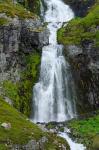 Iceland, Westfjords, Jokulflrdir, Lonagfjordur Nature Reserve Remote Fjord Waterfall