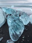 Icebergs On Black Volcanic Beach Vatnajokull, Iceland