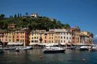 Italy, Province Of Genoa, Portofino, Fishing Village On The Ligurian Sea, Pastel Buildings Overlooking Harbor